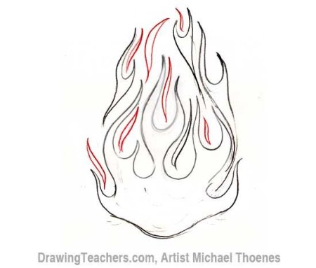 Огонь для срисовки карандашом