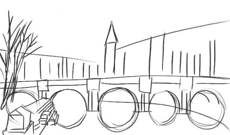 Линейная перспектива городская улица