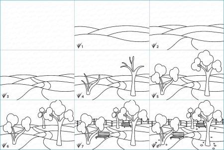 Городской пейзаж карандашом