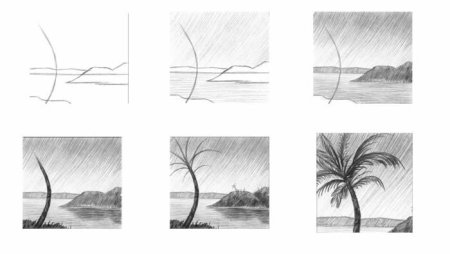 Этапы рисования пейзажа