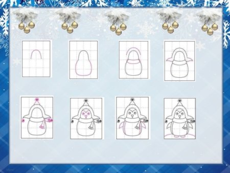 Поэтапное рисование снеговика