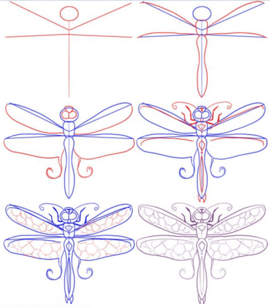Поэтапное рисование насекомых