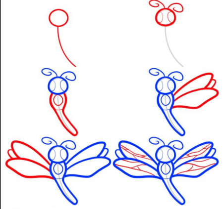 Рисование симметричных форм насекомые бабочка Стрекоза Жук