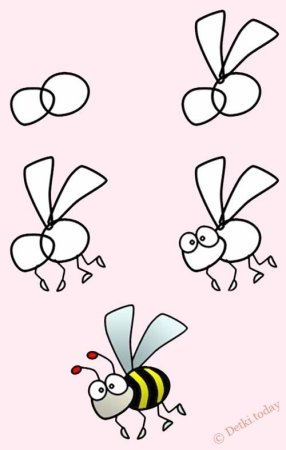 Рисунок пчелы для детей пошагово