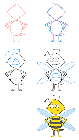 Поэтапное рисование пчелки для детей