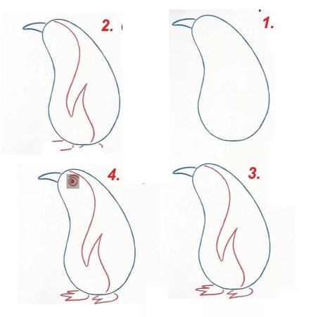 Поэтапное рисование пингвина 2 класс