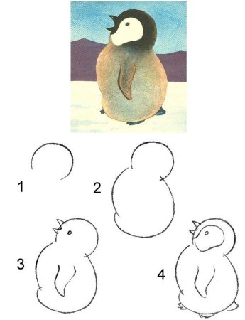 Пингвин пошаговое рисование