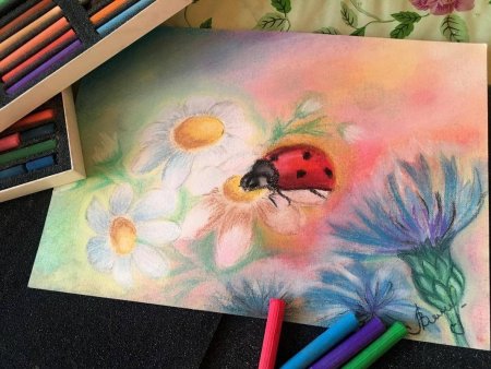 Пейзаж цветными карандашами легкий