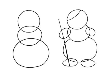 Схема рисования снеговика