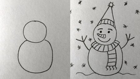 Фото снеговика карандашом