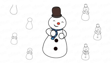 Снеговик для срисовки