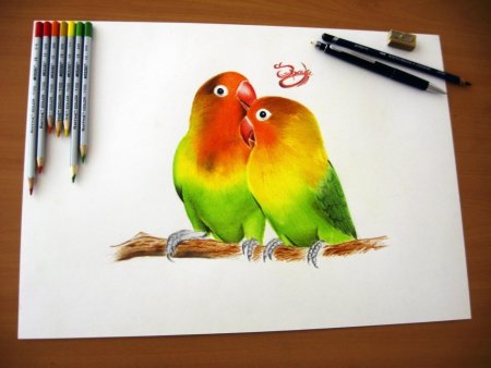 Рисунки разноцветными карандашами