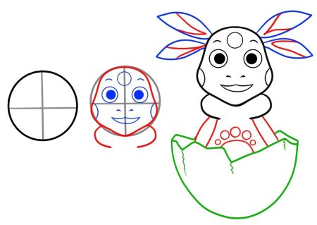 Пошаговое рисование Лунтика