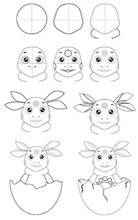 Лунтик рисунок карандашом для детей