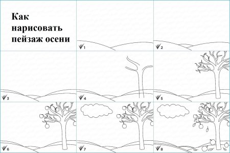 Поэтапное рисование дерева