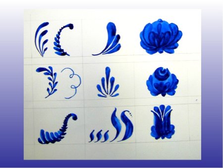 Элементы гжельской росписи птица