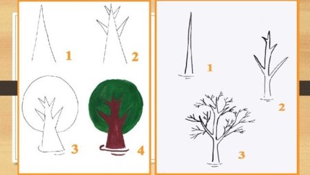 Деревья рисование дошкольники постройка