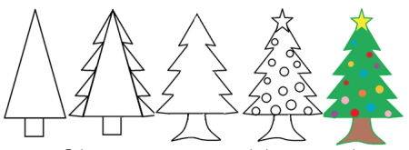 Пошаговое рисование елки