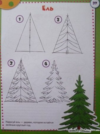 Поэтапное рисование елки