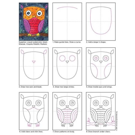 Сова рисунок пошагово