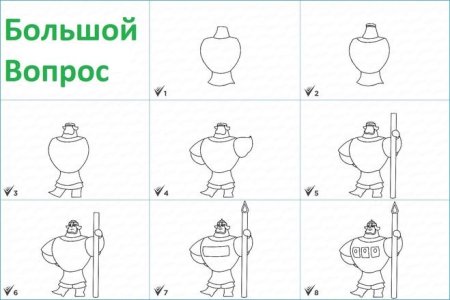 Пошаговое рисование богатыря для детей