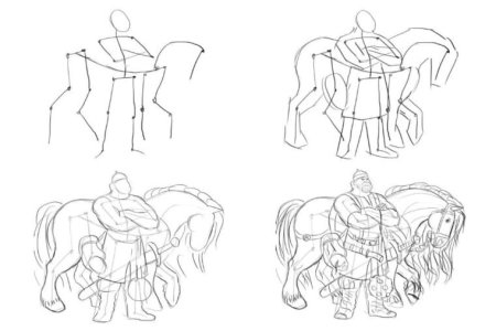 Рисование богатыри пошагово