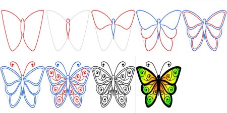 Бабочка поэтапное рисование для детей
