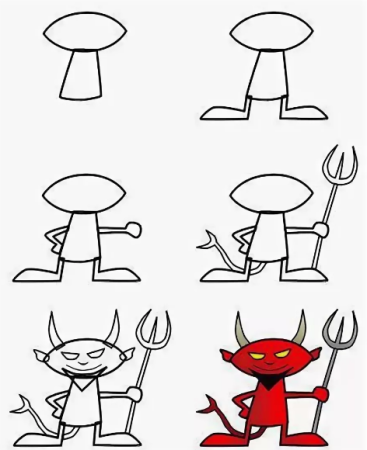 Поэтапное рисование демона