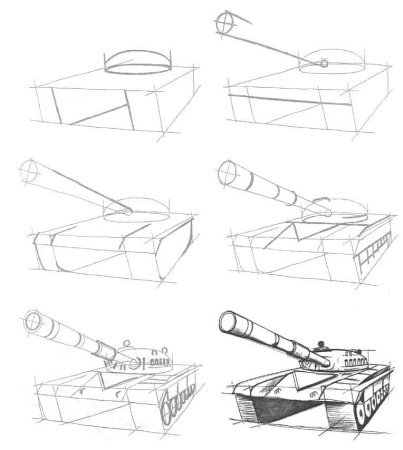 Нарисовать танк т-34 поэтапно