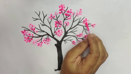 Поэтапное рисование цветущего дерева