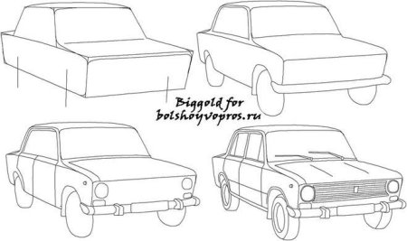 Нарисовать ВАЗ 2107 сзади