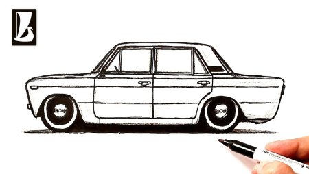 Нарисовать ВАЗ 2106 сбоку