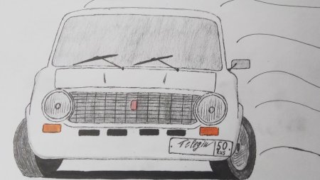 Нарисовать ВАЗ 2107 спереди