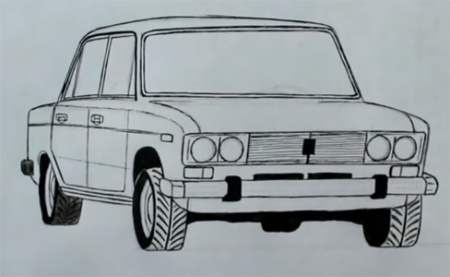 ВАЗ 2106 спереди для срисовки
