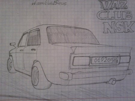 ВАЗ 2107 рисунок сбоку поэтапно