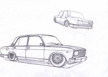 ВАЗ 2107 рисунок карандашом сбоку