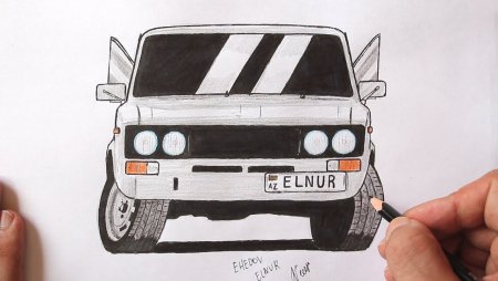 Нарисовать ВАЗ 2107 С переди