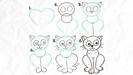 Схема рисования котенка для детей