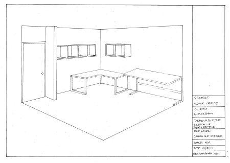 Чертеж интерьера комнаты с окном сбоку