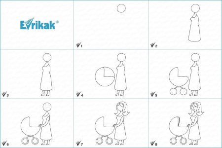 Поэтапное рисование открытки для мамы