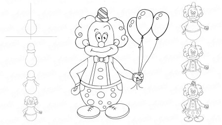 Поэтапное рисование клоуна для дошкольников