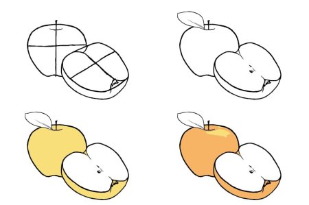 Пошаговое рисование фруктов