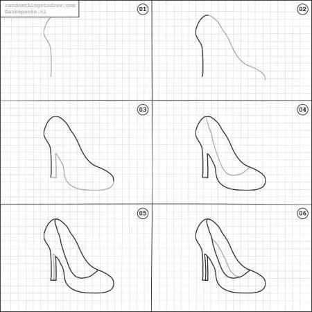 Поэтапное рисование обуви