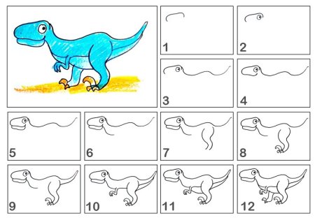 Как нарисовать динозавра поэтапно