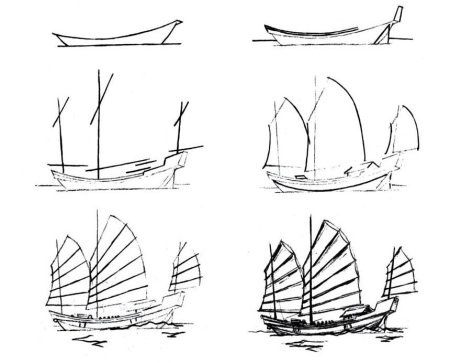 Схема рисования лодка для детей