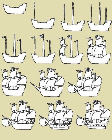 Рисунки кораблей легкие