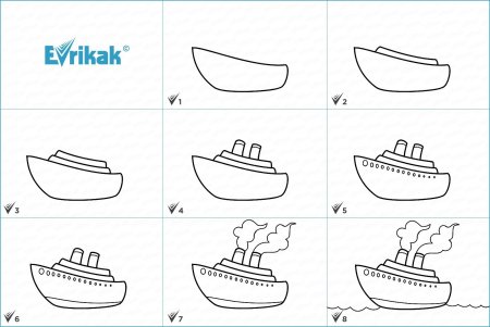 Поэтапное рисование корабля