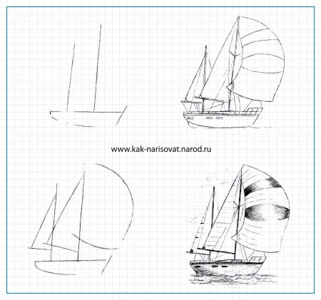 Парусник рисунок карандашом