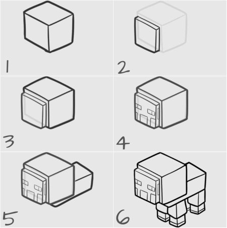 Нарисовать овцу из МАЙНКРАФТА