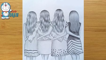 Подруги карандашом